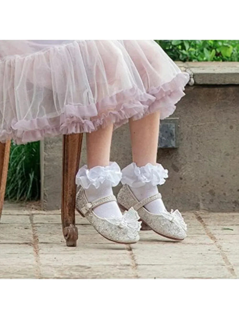 Adorable Toddler Girls Double Lace Socks with Ruffle Cuffs - Perfect for Infants